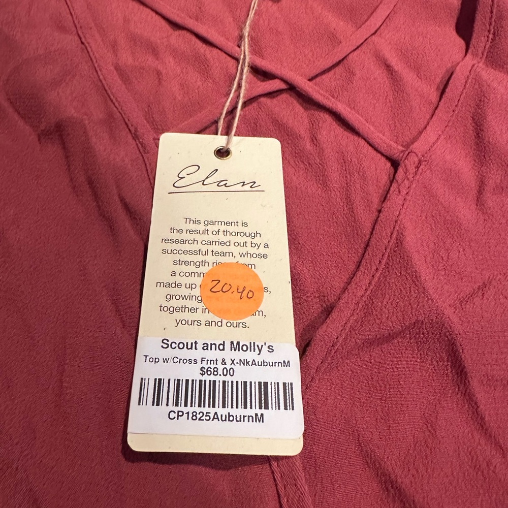 NWT Elan Women's Elegant Burnt Orange Cross Strap Wrap Blouse Size Medium - Picture 11 of 12